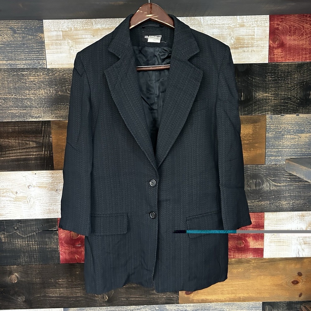 ann demeulemeester Vintage Jacket Blazer Women Black Wool Formal Coat Stripes